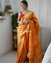 New Exclusive Yellow Golden Zari Banarasi Saree